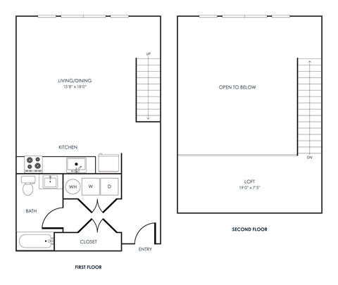 Floor plan for studio, 1 bath, 809 sqft